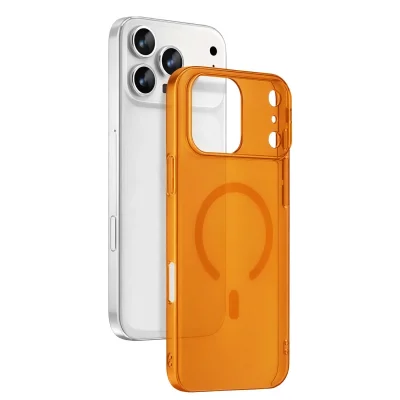 BUĞZ İphone 17 Pro Max Combo Sert Şeffaf Magsafe Kapak - Turuncu