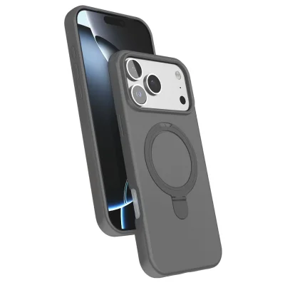 BUĞZ İphone 17 Pro Regal Magsafe Standlı Kapak - Titan Gri