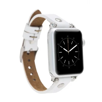  Apple Watch Uyumlu Deri Kordon 38-40-41mm ST F3 Beyaz