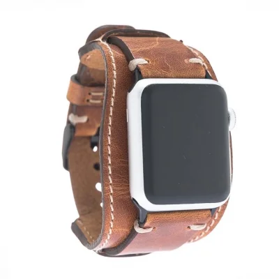  Apple Watch Uyumlu Deri Kordon 42-44-45mm Cuff V18