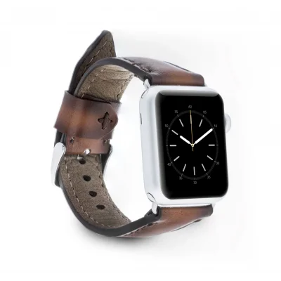  Apple Watch Uyumlu Deri Kordon 42-44-45mm SM26 Kahve