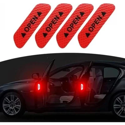 BUĞZ Araba Kapı Açık Uyarı Reflektörü Etiket Sticker 4lü 9.5x2.5cm Kırmızı