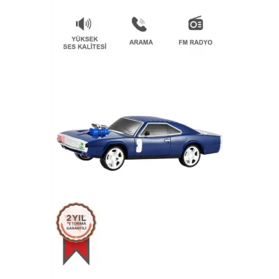 BUĞZ Araba tasarımlı lacivert Bluetooth hoparlör USB AUX FM radyo LED ışık 2 yıl garantili