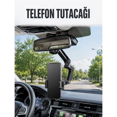BUĞZ Araç Dikiz Aynası Telefon Tutucu Ayarlanabilir Katlanabilir Navigasyon Telefon Standı