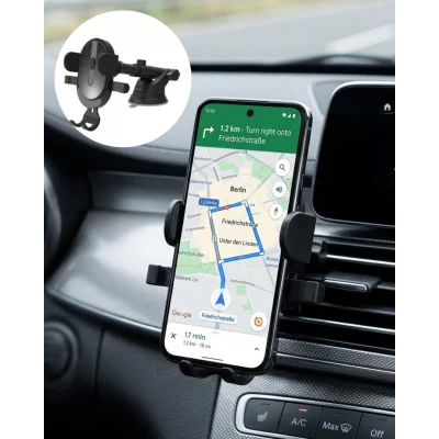 BUĞZ Araç Havalandırma Telefon Tutucu 360 Derece Döner Otomatik Kilitli Stand