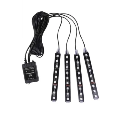 Araç Içi Aydınlatma Kumandalı 12 Led Ayak Altı Led Ambiyans Işığı Sese Duyarlı Kumandalı