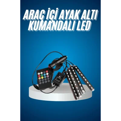  Araç Içi Aydınlatma Kumandalı 12 Led Ayak Altı Led Ambiyans Işığı Sese Duyarlı Kumandalı