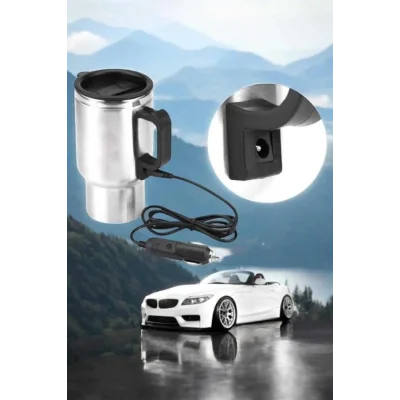  Araç İçi Çelik Su Isıtıcı Termos Bardak Çakmak Girişli Kupa Görünümlü