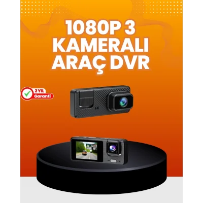  Araç İçi Güvenlik Kamerası | 3 Kanallı, 24 Saat Park Kaydı Destekli
