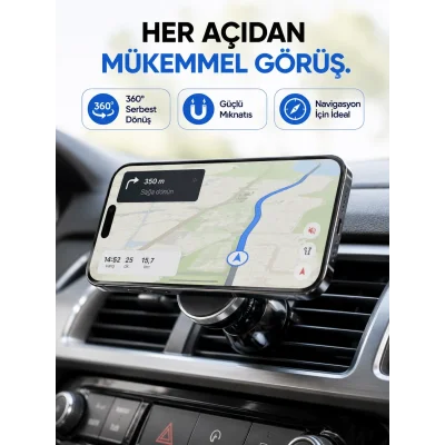 BUĞZ Araç İçi Manyetik Telefon Tutucu Havalandırma Izgarası Uyumlu Telefon Tutacağı