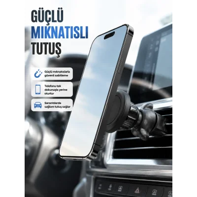 BUĞZ Araç İçi Manyetik Telefon Tutucu Havalandırma Klipsli Telefon Standı