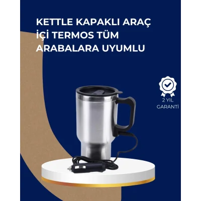  Araç İçi Paslanmaz Çelik Isıtıcı Termos Bardak 12V Çakmak Girişli