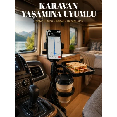 BUĞZ Araç İçi Telefon Tutucu ve Bardaklık Organizeri Çok Amaçlı Tasarım