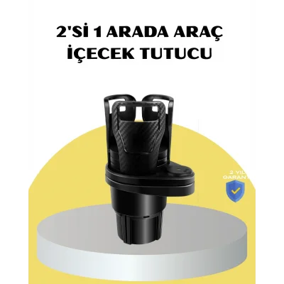 BUĞZ Araç İkili Bardak Tutucu Ayarlanabilir Genişlik 360° Döner Sistem