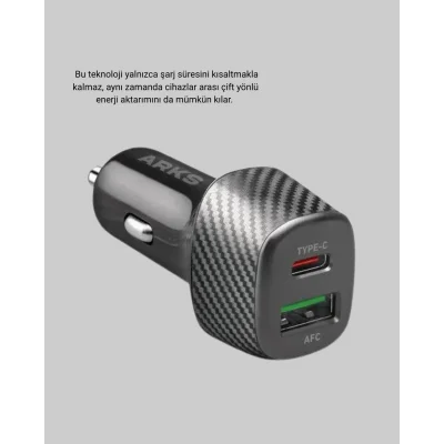 BUĞZ Araç Tipi Hızlı Şarj Adaptörü Type-C PD USB Çift Port Kompakt - BUĞZ