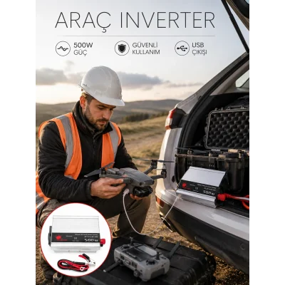 BUĞZ Araçtan Ev Tipi Priz 500W Kullanımı İnvertör