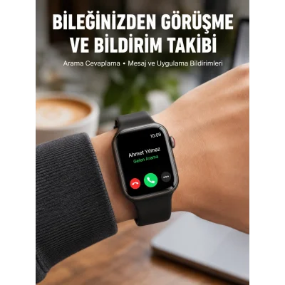 BUĞZ Arama Cevaplayabilen Akıllı Saat Bluetooth Bağlantılı Sosyal Medya Girişli Yeni Nesil