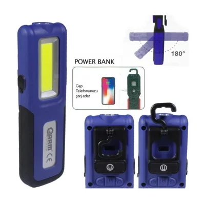 BUĞZ Arm Esen109 Şarjlı Led Fener Mıknatıslı Lamba Powerbank 420 Lumen