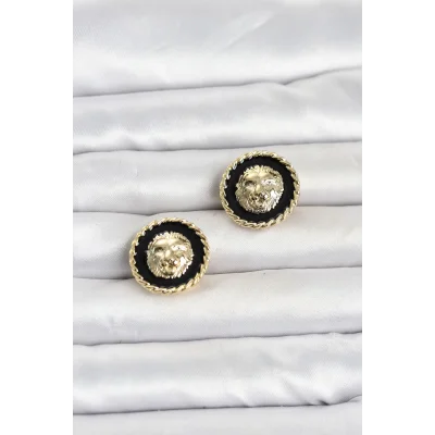 BUĞZ Aslan Model Gold Renk Düğme veya Manşet Broşu - BUĞZ