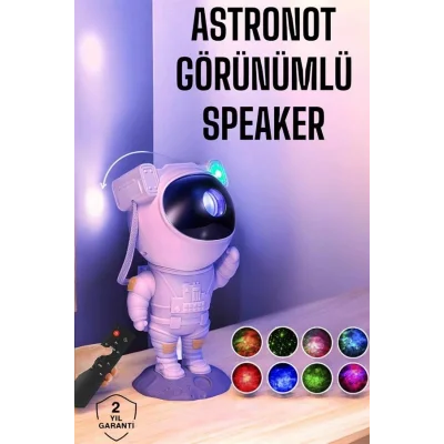 BUĞZ Astronot Bluetooth Hoparlör Gökyüzü Projektör Gece Lambası - BUĞZ