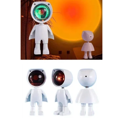  Astronot Işık Projektörü Gökkuşağı Projeksiyon Gece Lambası Hediyelik