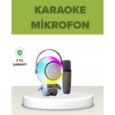 BUĞZ Astronot Tasarımlı Bluetooth Speaker ve Kablosuz Mikrofon Karaoke Seti