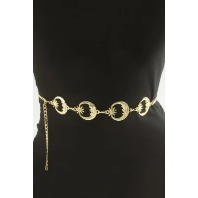 BUĞZ Ay Yıldız Metal Zincir Kemer