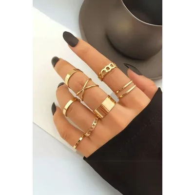 BUĞZ Ayarlanabilir 10lu Yüzük Seti Kaliteli