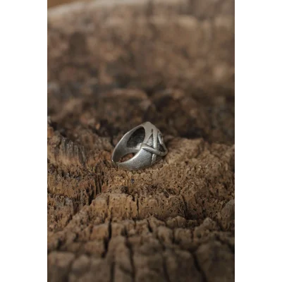 BUĞZ Ayarlanabilir Kuru Kafa Tasarımlı Erkek Yüzük - BUĞZ