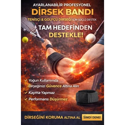 BUĞZ Ayarlanabilir Profesyonel Dirsek Bandı – Tenisçi & Golfçü Dirseği İçin Hedef Odaklı Güçlü Destek