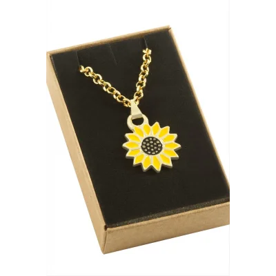  Ayçiçeği Mineli Kutulu Kolye