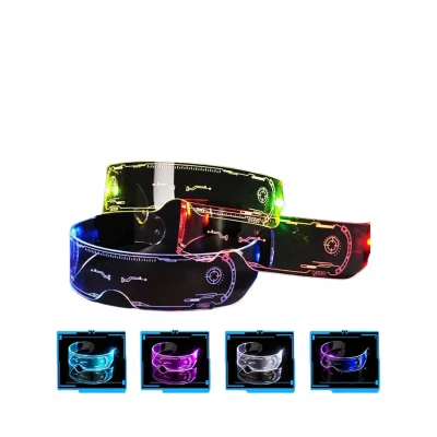 BUĞZ Aydınlatmalı LED Parti Gözlüğü Çok Renkli Modlu Cyberpunk Tasarım - BUĞZ
