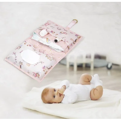 BUĞZ Baby Kullanımı Kolay Desenli Alt Bakım Çantası (pembe)