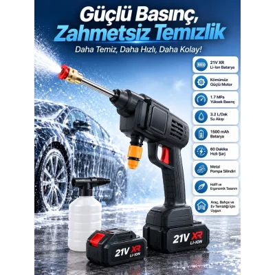 BUĞZ Bahçe Sulama Tabancası Makinesi Yüksek Basınçlı Akülü Yıkama Makinesi