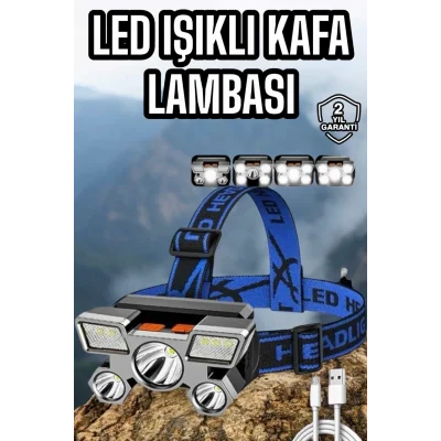  Balıkçı Kafa Lambası Led Işık 4 Farklı Mod Esnek ve Ayarlanabilir