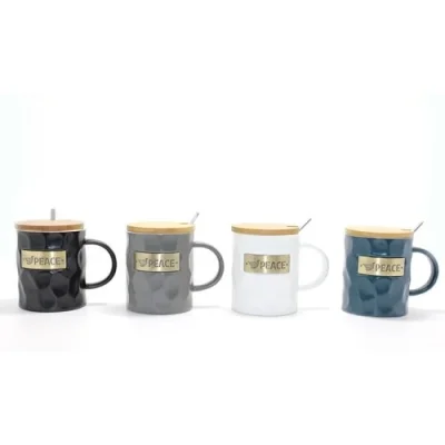  Bambu Kapaklı Porselen Kupa Bardak