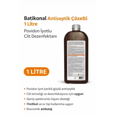 BUĞZ Batikonal Antiseptik Çözelti 1 Litre Povidon İyotlu Cilt Dezenfektanı 1 ADET