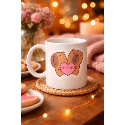 BUĞZ Be Mine Sevimli Ayıcık Tasarımlı Porselen Kupa Model 43 – Aşk Temalı Sevgili Kupası – Özel Gün Hediyesi