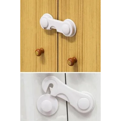 BUĞZ Bebek Çocuk Güvenliği Çekmece ve Dolap İçin Kendiliğinde Yapışkanlı Vidasız Kapak Kilidi