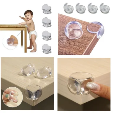 BUĞZ Bebek Çocuk Yumuşak ve Esnek Dairesel Şeffaf Yapışkanlı Güvenlik Köşe Koruyucu (4 Adet)