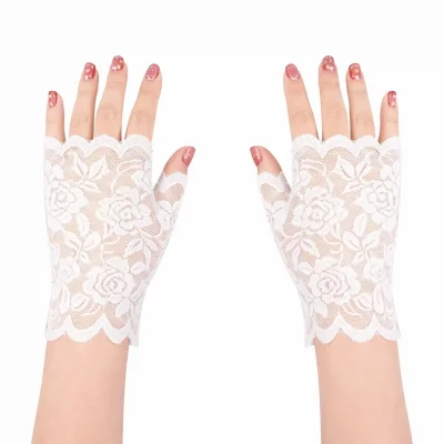 BUĞZ Beyaz Dantel Parmaksız Kısa Eldiven