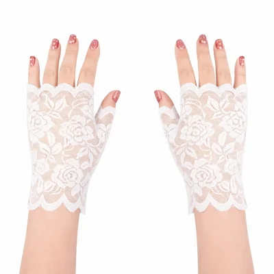 BUĞZ Beyaz Dantel Parmaksız Kısa Eldiven