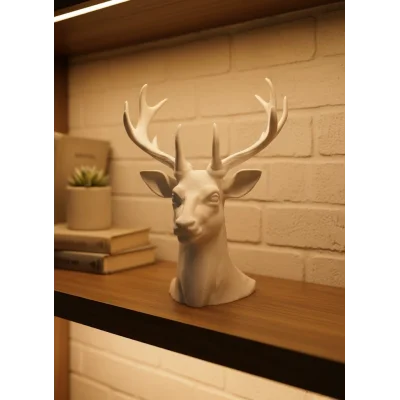 BUĞZ Beyaz Geyik Biblo 23 cm Dekoratif Modern Tasarım