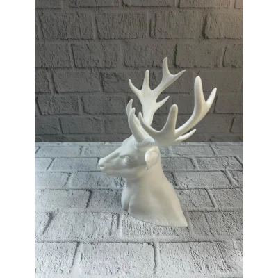 BUĞZ Beyaz Geyik Biblo 23 cm Dekoratif Modern Tasarım - Lisinya