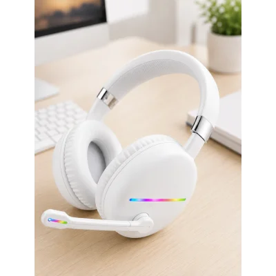 BUĞZ Beyaz Kablosuz Bluetooth Kulaklık Mikrofonlu Ergonomik Kulak Üstü Tasarım - BUĞZ