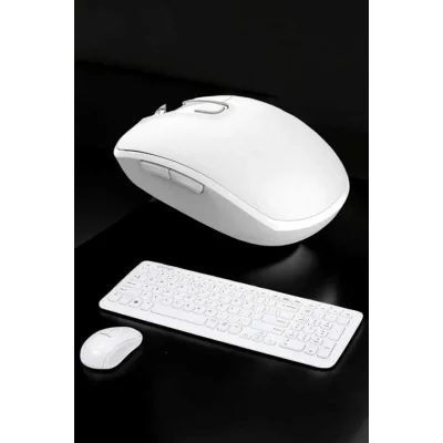  Beyaz Kablosuz Klavye Fare Seti Kablosuz Fare USB Alıcı PC Uyumlu