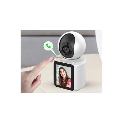 BUĞZ Beyaz LCD Ekranlı 1080P Görüntülü Bebek Kamerası, Gece Görüşü ve Canlı İzleme Özellikli