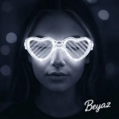 BUĞZ Beyaz LED Işıklı Kalp Gözlük – 3 Modlu