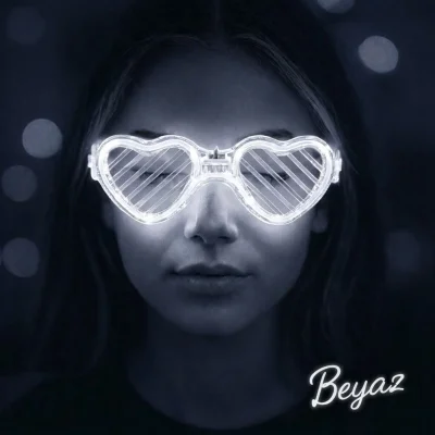 BUĞZ Beyaz LED Işıklı Kalp Gözlük – 3 Modlu Parti & Glow Gözlüğü