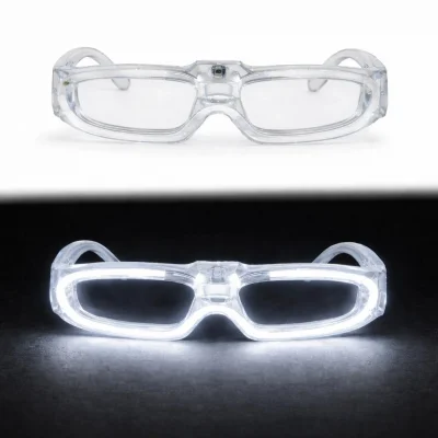 BUĞZ Beyaz Led Işıklı Parti Gözlüğü 3 Modlu – Glow  Gece Eğlence Gözlüğü